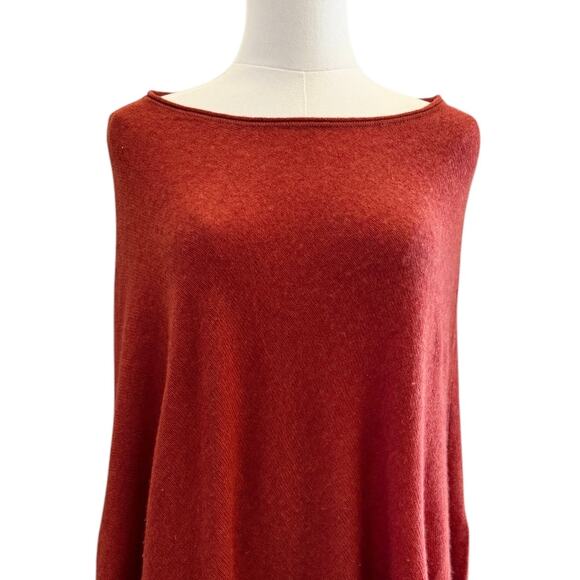 Rachel & Zoe 2 Ply 100% Cashmere OS Cape Shawl Wrap Terra Cotta Soft Warm Class - Picture 3 of 8